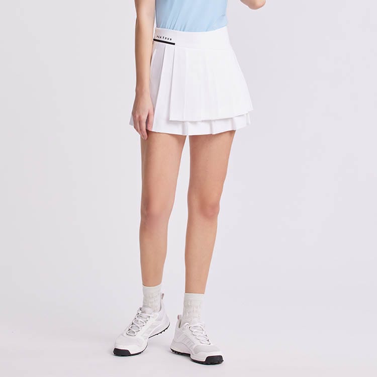 PGA TOUR-雙層設計褶裙(女)-白-2